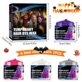 Tinte temporal para el cabello para Halloween, 4 colores, Color de pelo cera, tono de cabello para estilismo para hombres y mujeres, tinte para el cabello para fiesta de Halloween, tienda Naty