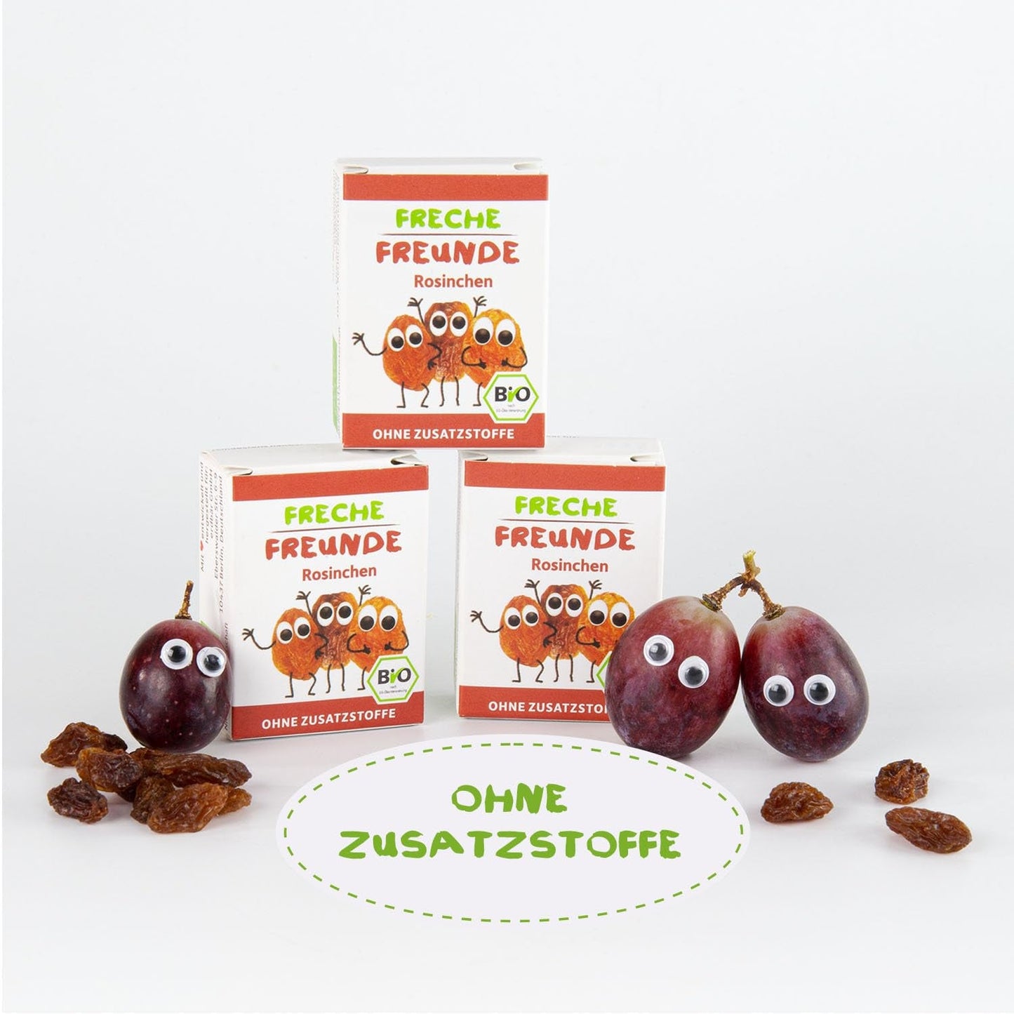 FRECHE FREUNDE Pasas orgánicas, Trockenfrüchte ohne Zucker, ohne Zusatzstoffe, ungeschwefelt, in kleinen Snackboxen, Sultaninen für Kinder, paquete de 20, 20 x (3x14g)