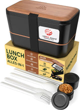 Umami Fiambrera para Adultos, Fiambrera Bento Apilable a Prueba de Fugas con 4 Cubiertos y Compartimentos, Fiambrera para Adultos, Recipiente para Ensalada para Llevar, Fiambrera para Picnic/Oficina, Gris Carbón, 1500ml