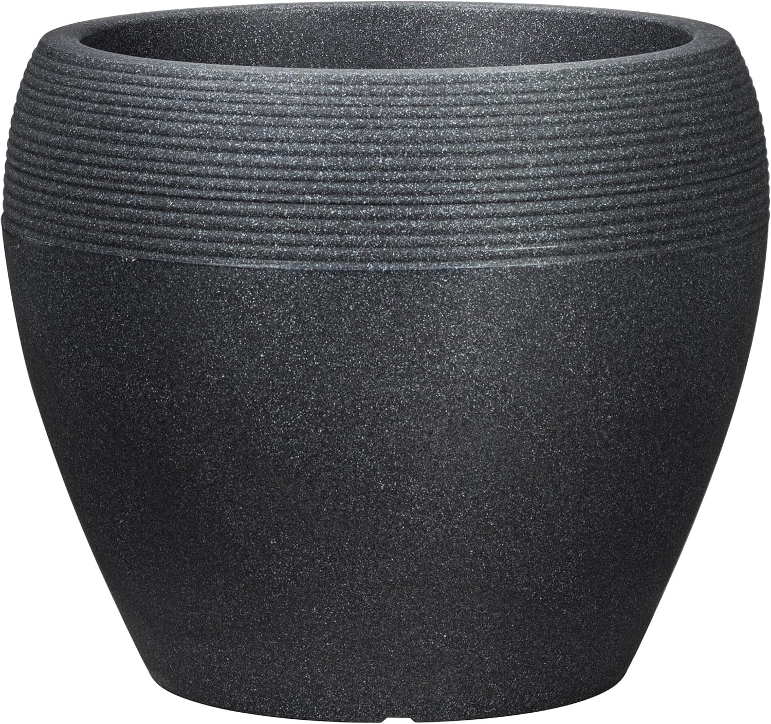 Scheurich Lineo, jardinera de plástico, granito negro, diámetro 30 cm, altura 24,1 cm, volumen 11 l.