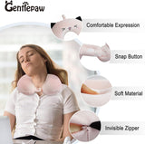 Almohada para el cuello Almohada para el cuello para niños para avión, automóvil, tren, viaje, almohada de viaje de espuma viscoelástica para adultos, almohada en forma de U con patrón de animales lindo, funda desmontable (Rosa2) Almohadas ortopédicas cervicales Naty Shop