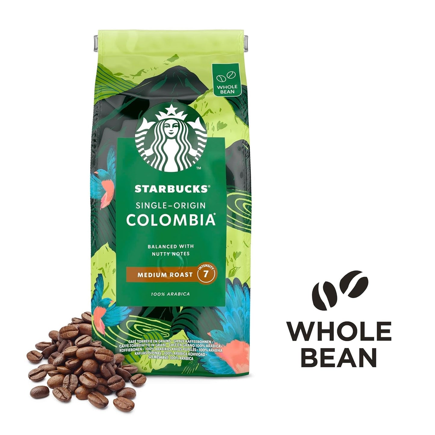 STARBUCKS Café Colombia de origen único, tostado medio, grano entero, 450 g (paquete de 4)