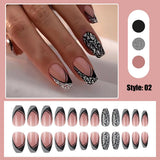 Uñas artificiales con purpurina Natural, prensa corta sobre uñas acrílicas autoadhesivas con purpurina para mujeres y niñas, accesorios para decoración de uñas, 48 ​​Uds.