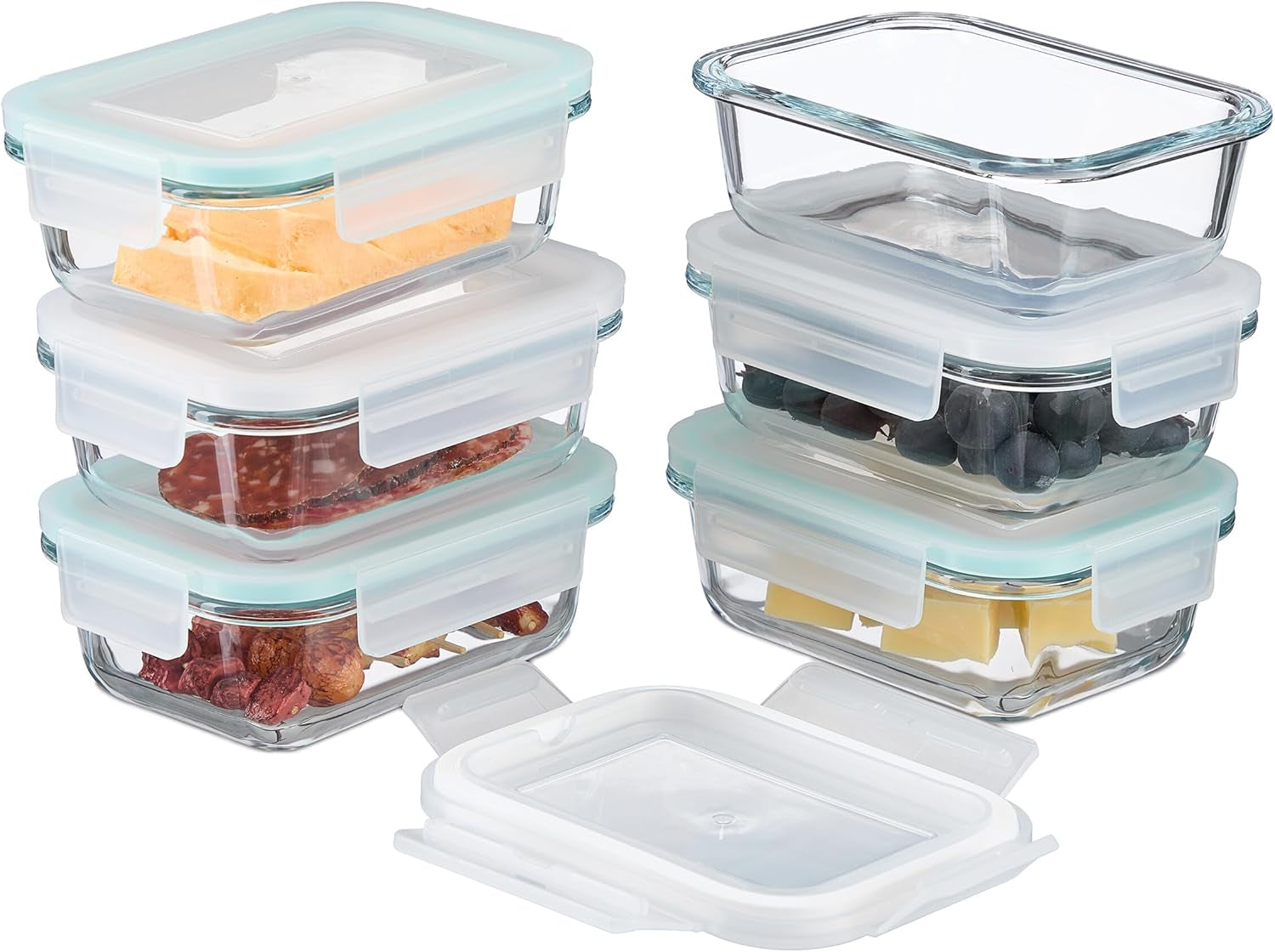Relaxdays Recipientes de Vidrio con Tapa, Set de 6, 370ml, Recipientes para Conservar Alimentos, Tapa de Plástico, Hermético, Tarro de Vidrio, Transparente Naty Shop Cajas para Conservar Alimentos 370 Ml