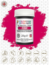 Pasta colorante alimentaria Sugarflair Colourflex Extra Pink Paste - Colorante alimentario comestible para crema de mantequilla, chocolate, pasta de azúcar, glaseado, fondant, mezclas para pasteles, masa y más - 25 g