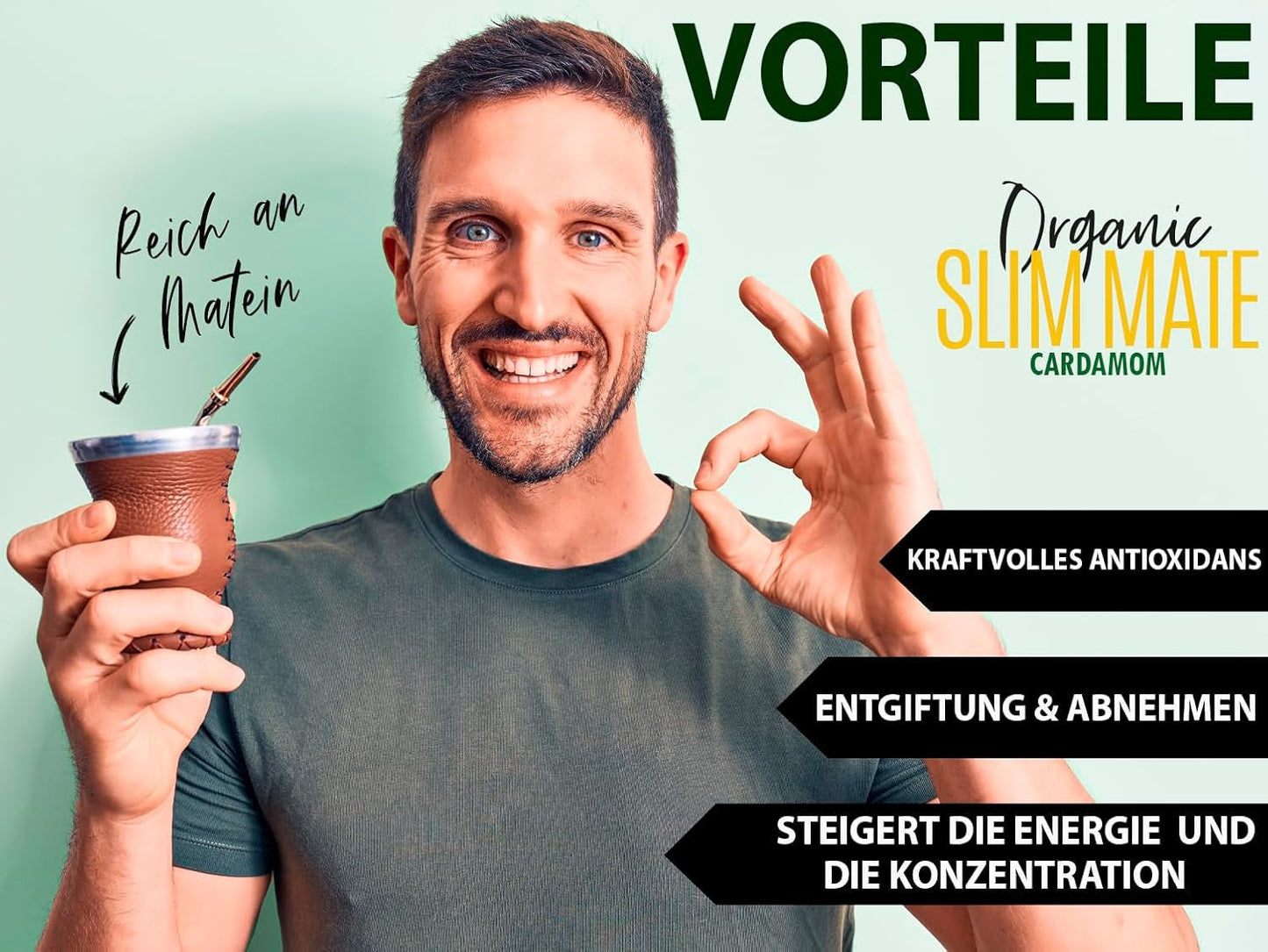VITSTORM® Slim Tea Cardamomo – Té Yerba Mate BIO – Té detox y diurético – 100G