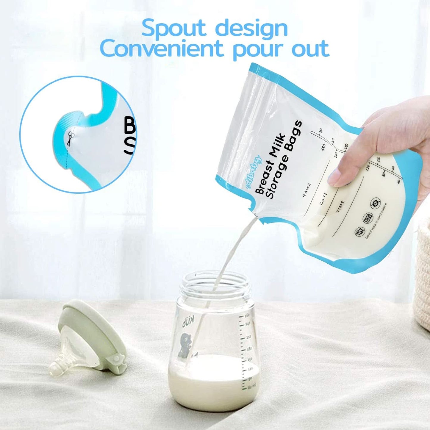 Edibaby, Bolsas para leche materna, 100 piezas, Esterilizadas, sin BPA Accesorios Alimentación y Lactancia Tienda Bebe Naty