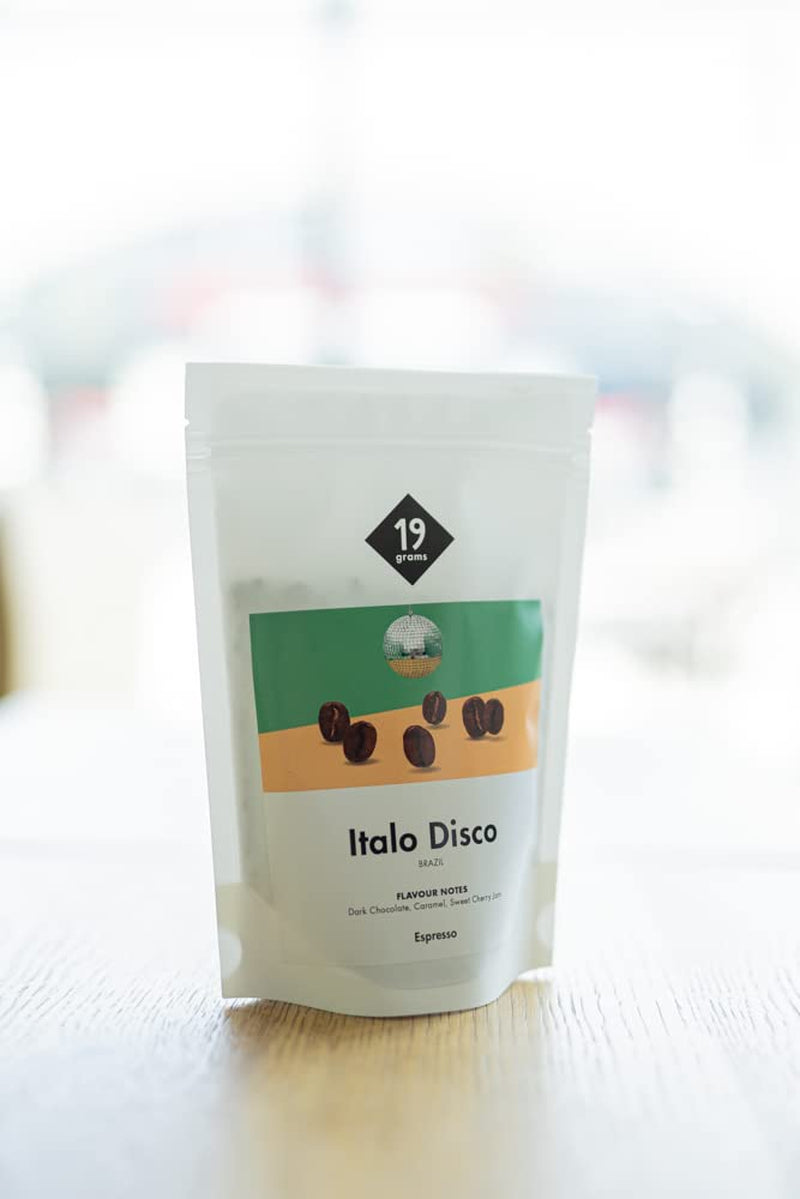 Italo Disco Espresso | 250 g de ganso bohne | justo y sostenible | frisch geröstet | Café 100% Arábica | café de especialidad | 19 gramos de café