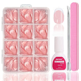Juego de Uñas Postizas Bailarina - 240 Piezas Delicadas Uñas Postizas Rosa Lila, Pegamento de Cobertura Completa en Uñas Postizas, Juego de Puntas de Uñas Postizas para Manicura y Arte de Uñas para Mujeres y Niñas (Rosa Lavanda)