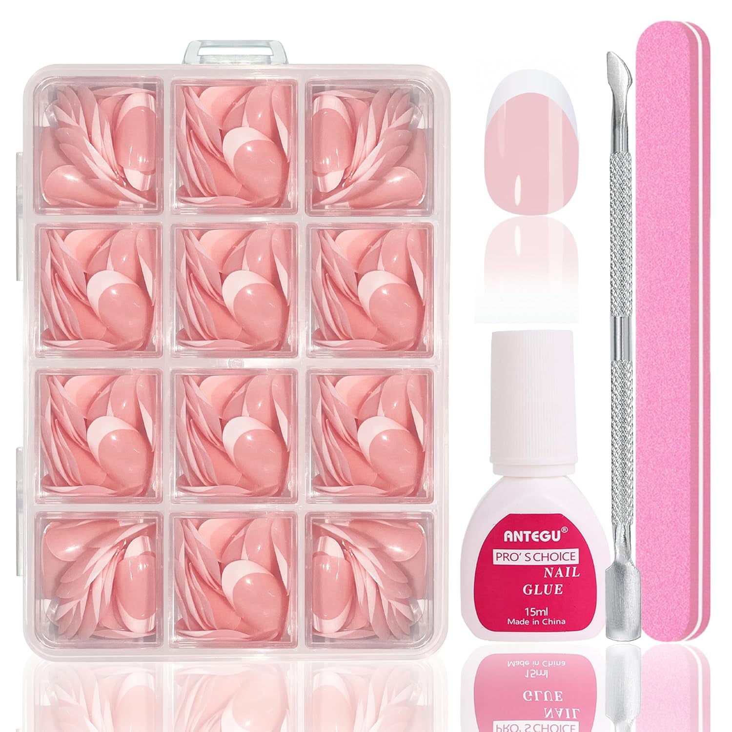 Juego de Uñas Postizas Bailarina - 240 Piezas Delicadas Uñas Postizas Rosa Lila, Pegamento de Cobertura Completa en Uñas Postizas, Juego de Puntas de Uñas Postizas para Manicura y Arte de Uñas para Mujeres y Niñas (Rosa Lavanda)