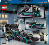 LEGO City Car Transporter con coche de carreras, camión de juguete con rampa de carga ajustable y coche de carreras, juego de construcción con 2 minifiguras, piloto de carreras y conductor de camión, para niños a partir de 6 años 60406 Juegos de construcción Besuche den LEGO-Store