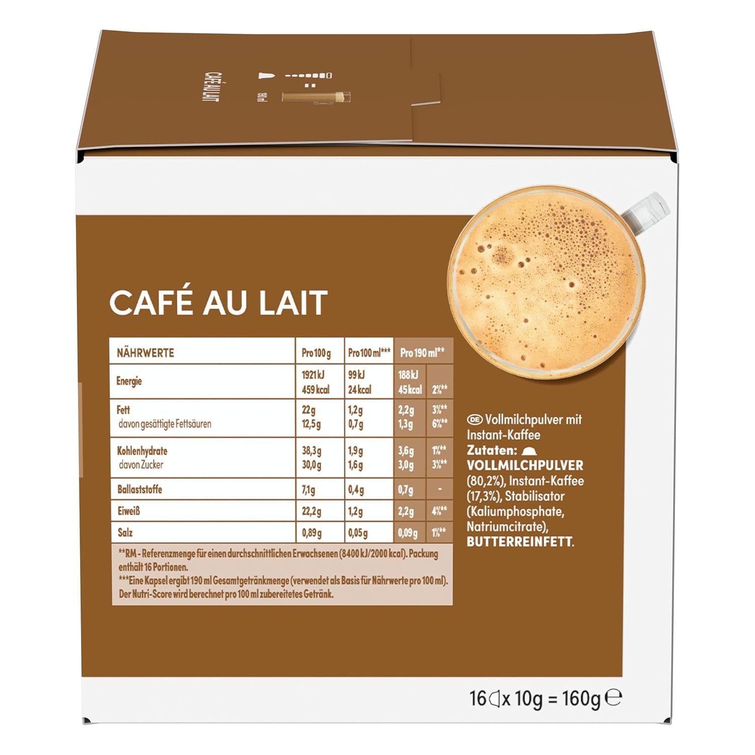 NESCAFÉ DOLCE GUSTO Café au Lait Kaffeekapseln Paquete de 6 (6 x 16 Kapseln)