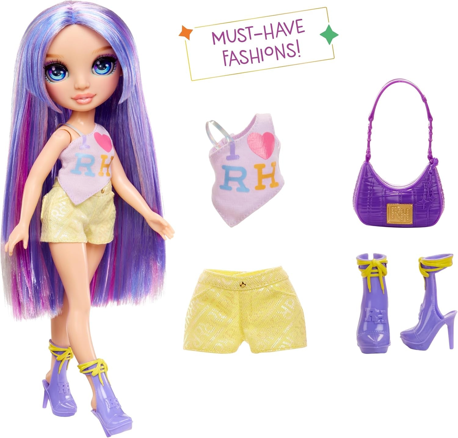 Rainbow High My Fashion Style Doll - Púrpura - 28 cm Muñeca de moda morada con ropa atractiva y bolso elegante, para jugar, posar y coleccionar, para niños de 4 a 12 años