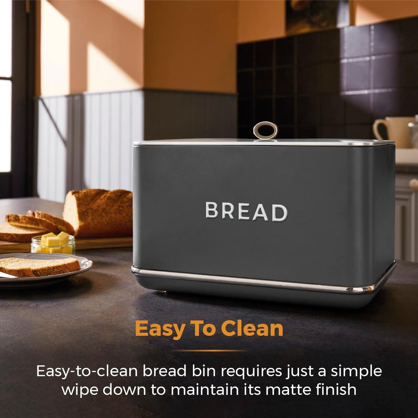 Torre T826175GRY Panera Renaissance, capacidad 16 l, tapa simple, gris Cajas para guardar alimentos Naty Shop