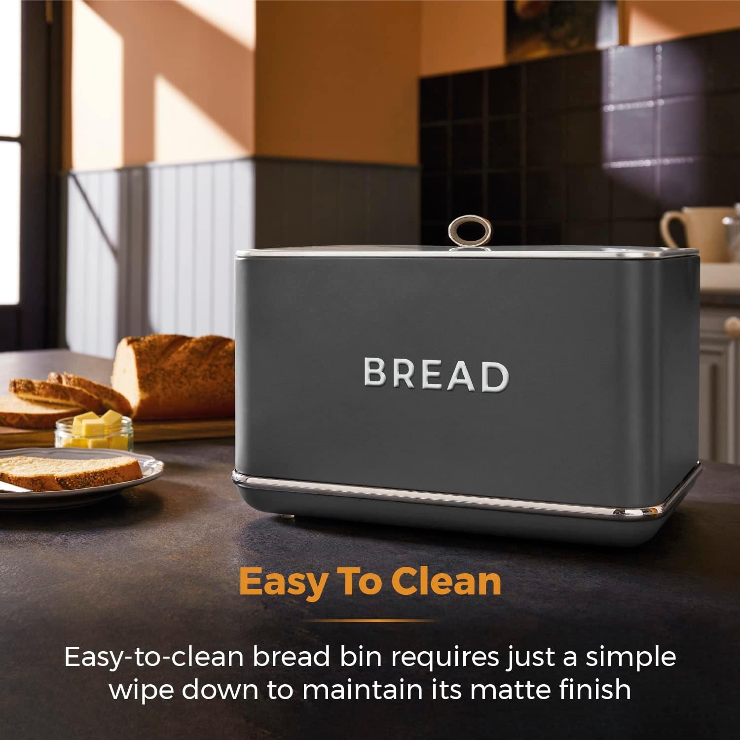 Torre T826175GRY Panera Renaissance, capacidad 16 l, tapa simple, gris Cajas para guardar alimentos Naty Shop