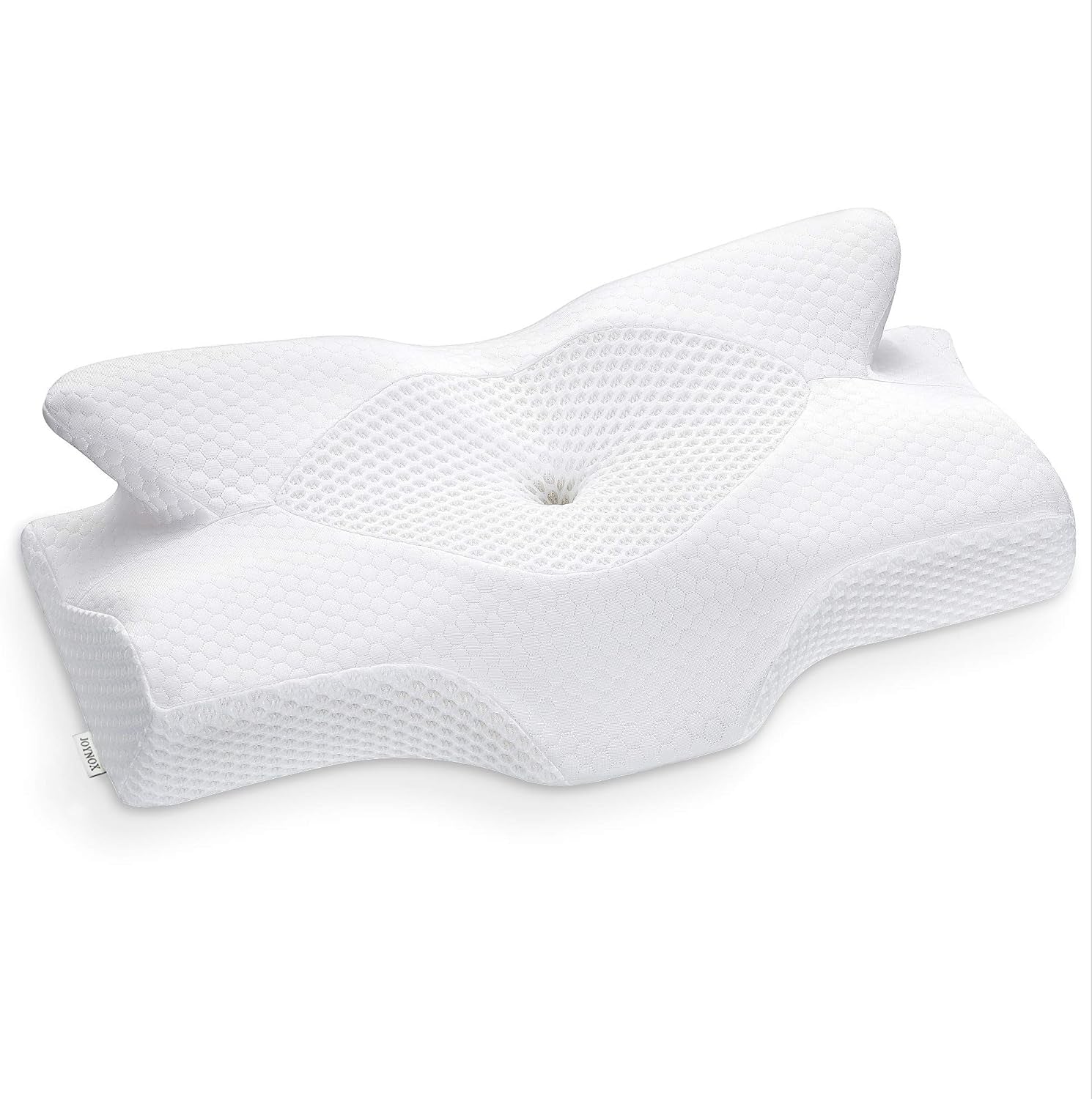 Elviros Funda de Almohada Transpirable 64 X 12,5/10,5 X 38 cm Gris (Solo Frente de Almohada) Almohadas Ortopédicas Cervicales Naty Shop Blanco