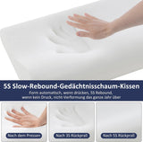 BedStory Almohada de Espuma viscoelástica, Almohada de Soporte para el Cuello Ajustable en Altura, Almohada ergonómica, Almohada para Dormir de Lado para Dormir boca arriba y boca abajo (60 x 36 x 12/10 cm)