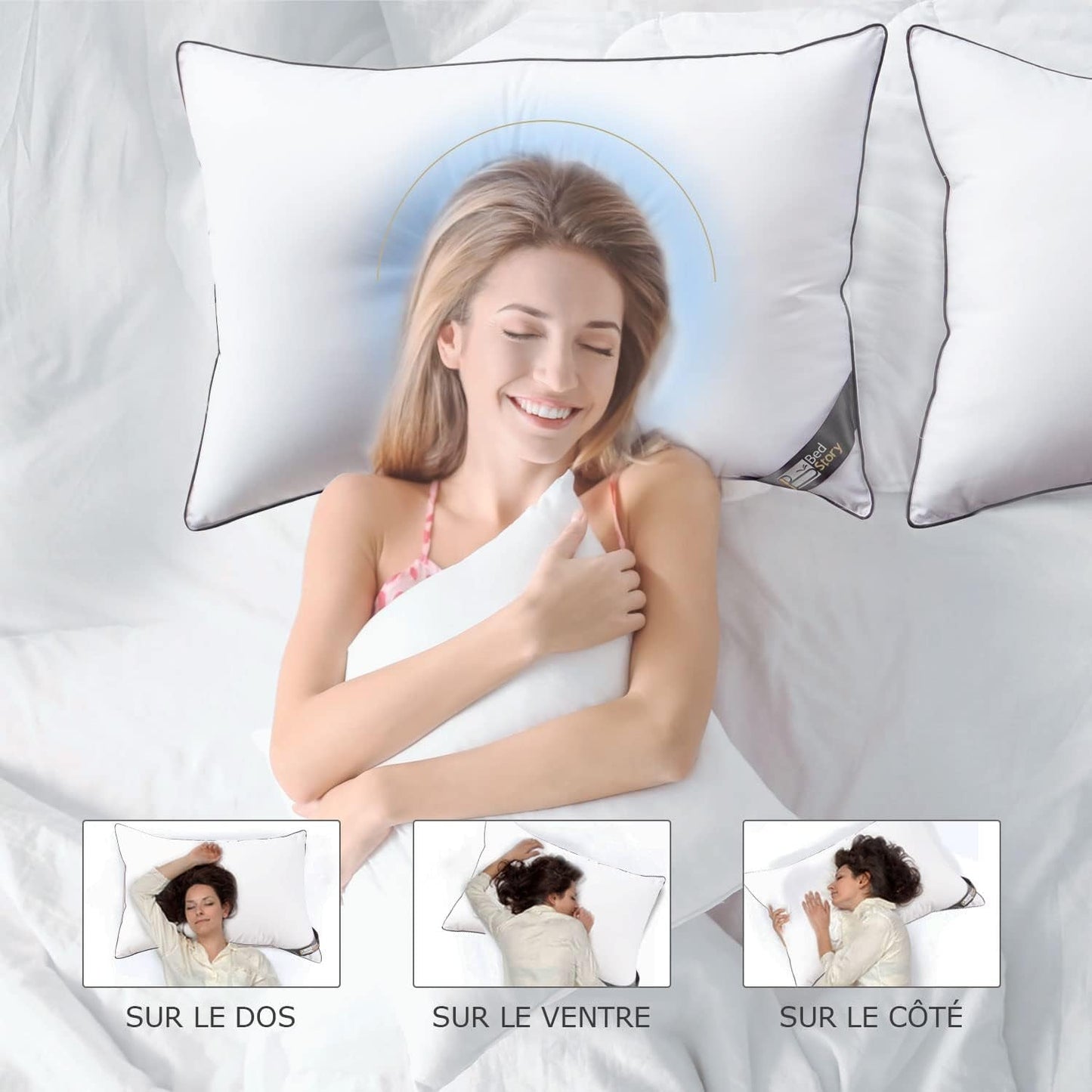 Almohada Bedstory, 50 X 70 Cm, 2 Piezas, Resistente A Las Mordeduras, Respira El Sudor, Hipoalergénica, Relleno: 100% Fibra De Poliéster, Ultra Confort Y Suave Comodidad Y Excelente Soporte Naty Shop Almohadas Estándar