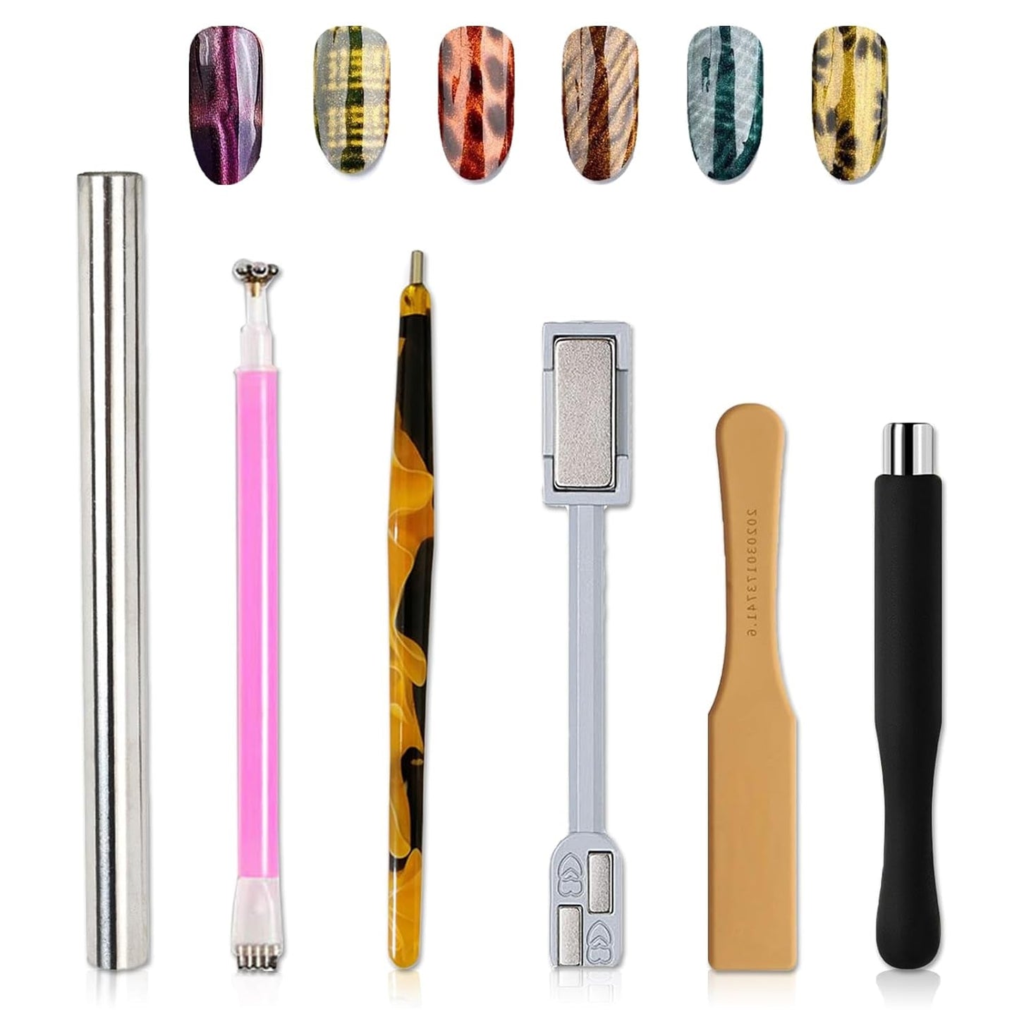 14 piezas Nail Art Werkzeug Magnetstift DIY Magic 3D Magnet Stick Set Verwendung Mit Cat Eye Gel Pulver Oder Nagelack - Magnetic Stift Katze Eye Pen para un efecto mágico ideal para el cabello