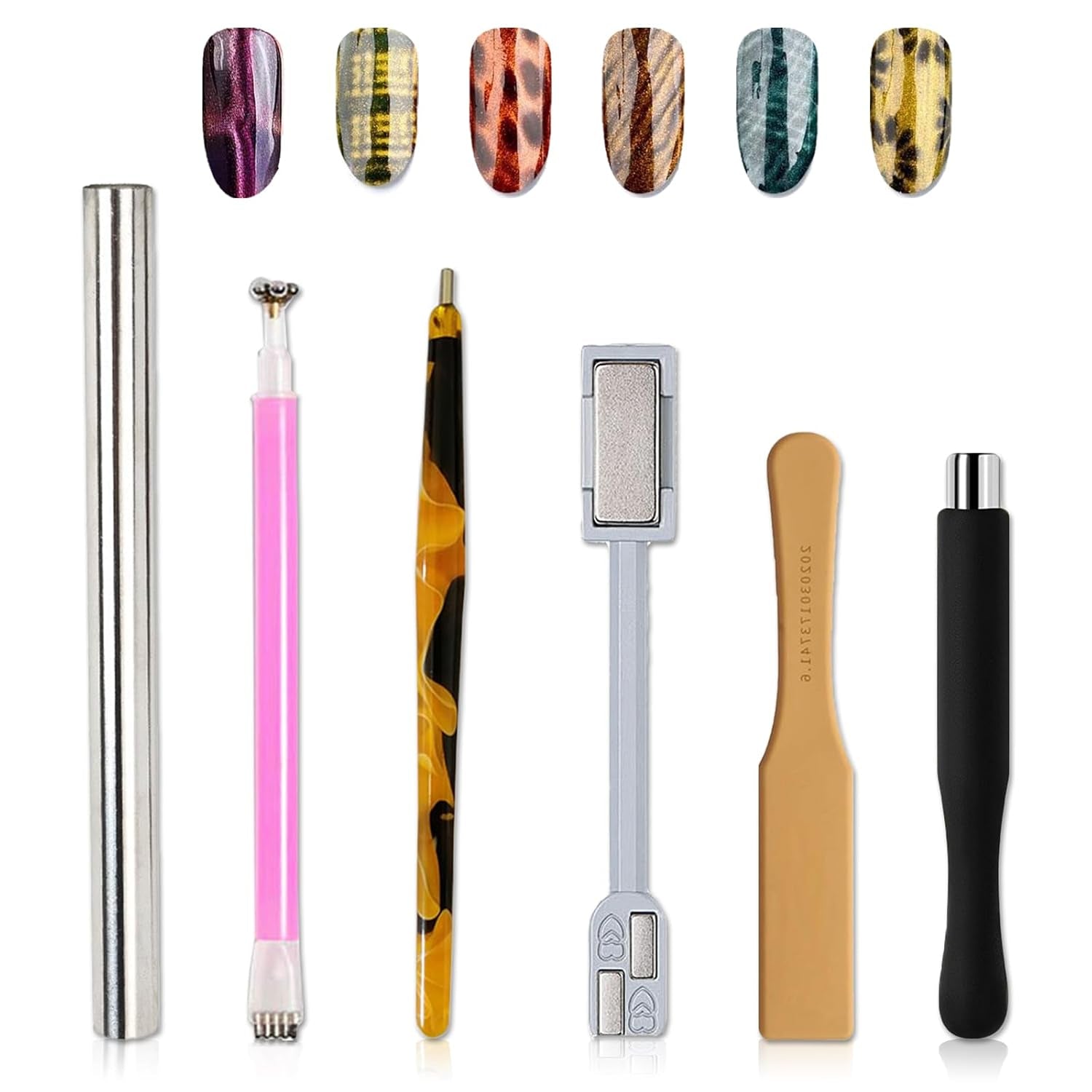 14 piezas Nail Art Werkzeug Magnetstift DIY Magic 3D Magnet Stick Set Verwendung Mit Cat Eye Gel Pulver Oder Nagelack - Magnetic Stift Katze Eye Pen para un efecto mágico ideal para el cabello