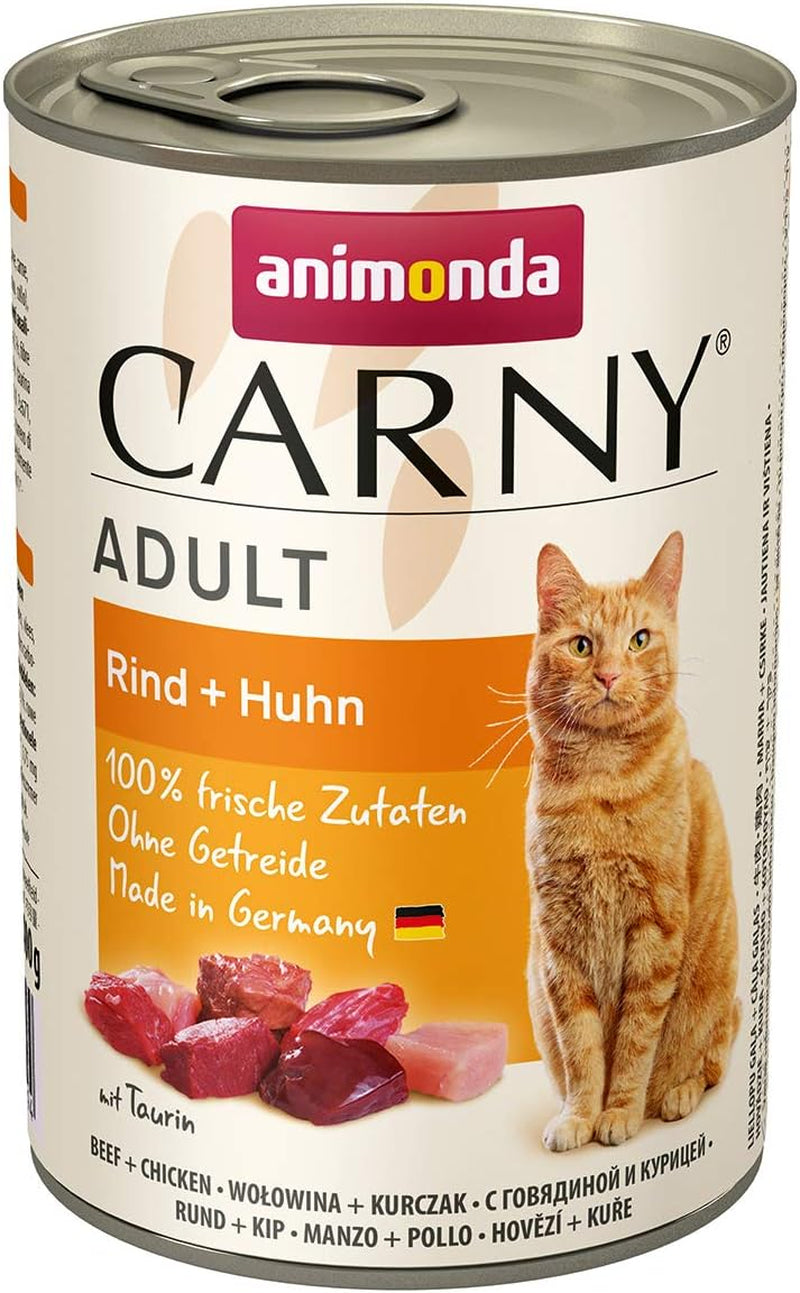 animonda Carny Adult Savory Variety (12 x 400 g), comida húmeda para gatos adultos, comida húmeda con ingredientes 100% cárnicos frescos, sin cereales y sin azúcar