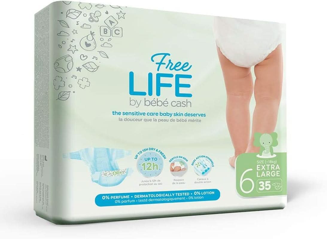 Pañal Freelife Baby Cash, tamaño 6 (18 kg y +), 1 x 35 = 35 pañales Naty Shop