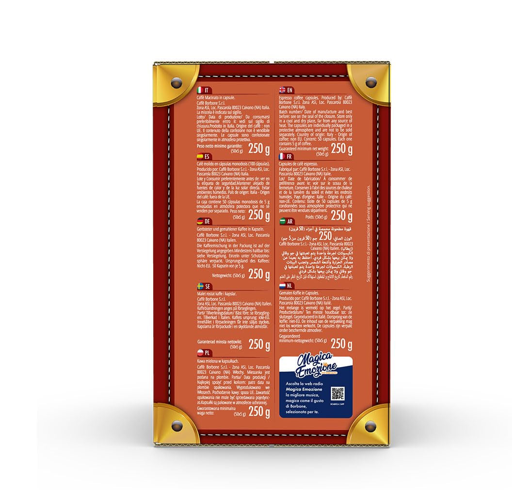 Caffè Borbone Respresso, mezcla de café ligero, 50% Weniger Kaffein als die Blue Mischung - 50 Kapseln - Compatible con Nespresso®* Haushalts-Espressomaschinen