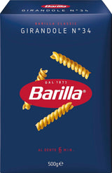 Pasta Barilla Clásica Girandole no. 34, elaborado con trigo duro de alta calidad, siempre al dente (1 x 500g)