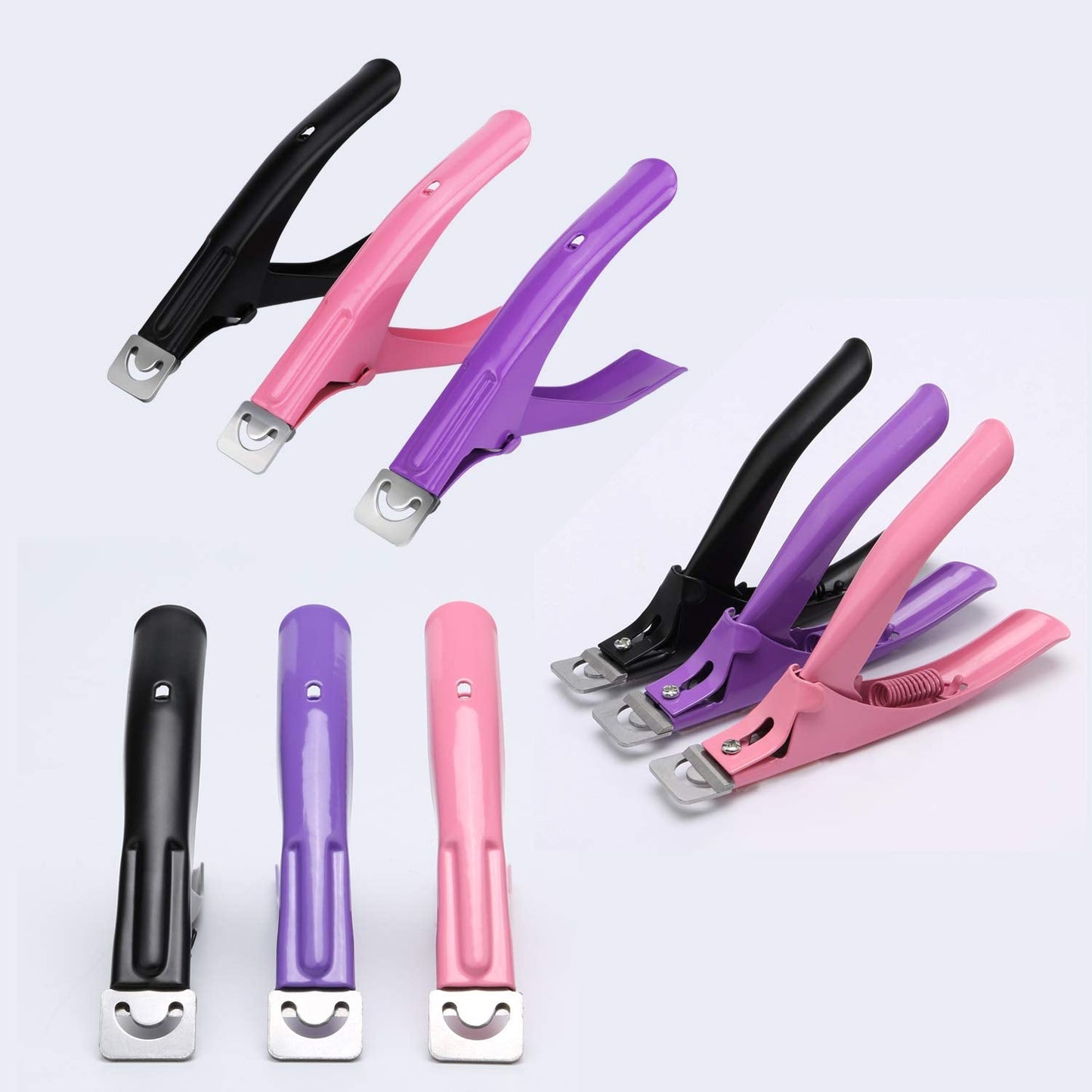 MWOOT 3 Piezas Alicates para Uñas Postizas Alicates para Uñas Acrílico, Cortador de Puntas de Uñas de Acero Inoxidable Herramienta de Manicura para Uñas de Gel Artificiales Acrílicas