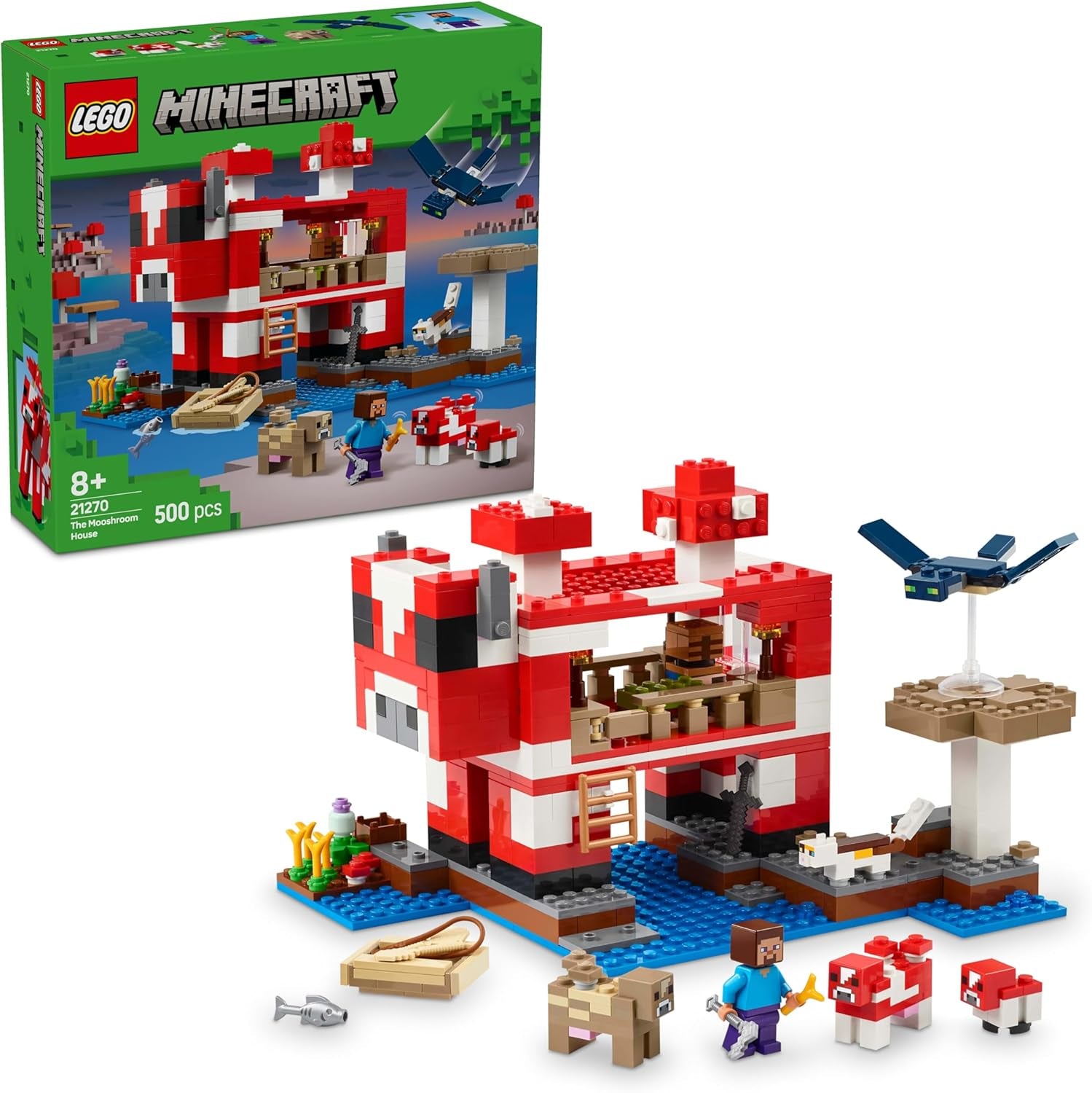 LEGO Minecraft La Casa de la Vaca Hongo Videojuego Juguete de Construcción Modelo de Tierra de Hongos con Minifiguras Steve y Otros Personajes Set de Juego para Niños y Niñas 8 Años 21270 Juegos de Construcción Besuche den LEGO-Store Default Title