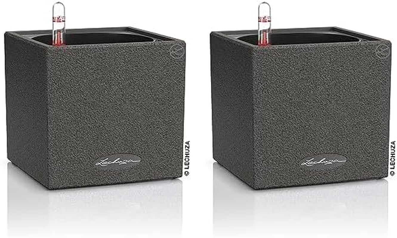 Cubo de hierbas de alta calidad LECHUZA CANTO Stone 14 con sistema de riego por varilla, gris piedra