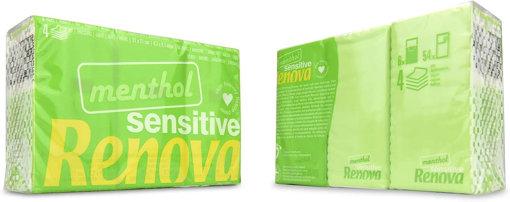 Pocket Tissues Renova SENSITIVE MENTHOL 6 Pack Regular Blanco 1 pieza (Paquete de 6)