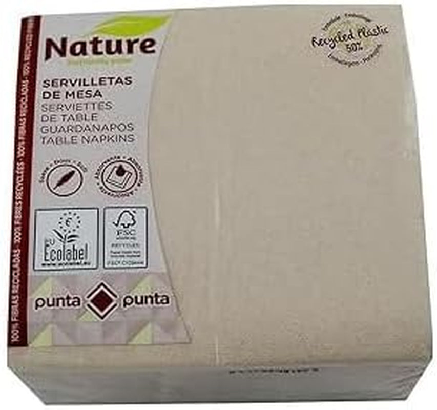 Servilletas de papel reciclado, 2 capas, ecológicas, 100% fibras recicladas, envases de plástico 50% reciclado, 33 X 33 Cm.