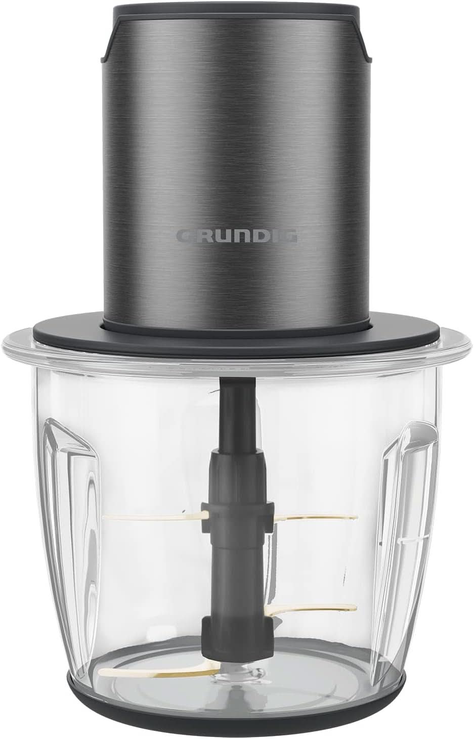 Grundig Delisia Novus CH 7140 Professioneller Multi-Zerkleinerer, 500 Watt, 4 Edelstahlmesser Mit Zirkonium-Beschichtung, 1L Glassbehälter, 2 Stufen, Antislip-Unterlage, Dark Inox/Schwarz Kitchen Naty Shop