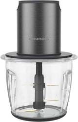 Grundig Delisia Novus CH 7140 Professioneller Multi-Zerkleinerer, 500 Watt, 4 Edelstahlmesser Mit Zirkonium-Beschichtung, 1L Glassbehälter, 2 Stufen, Antislip-Unterlage, Dark Inox/Schwarz Kitchen Naty Shop