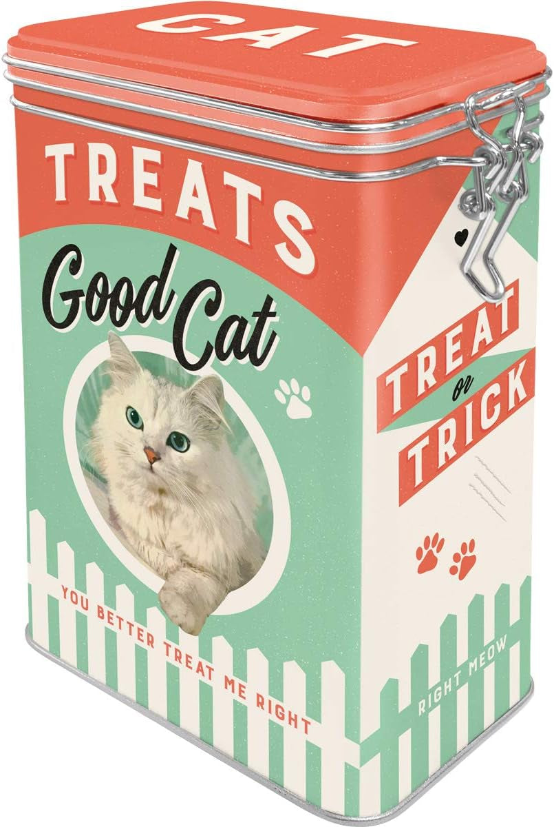Nostalgic-Art Caja de sabor retro 1,3 L Good Cat Treats: idea de regalo para dueños de gatos en diseño vintage Cajas de almacenamiento de alimentos Naty Shop Título predeterminado