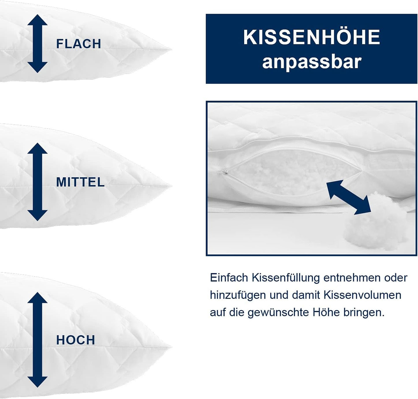 Almohada Irisette Noblesse - Made in Germany - Almohada con funda extraíble de puro algodón, 80 X 80 cm, certificado Oeko-Tex Almohadas estándar Naty Shop