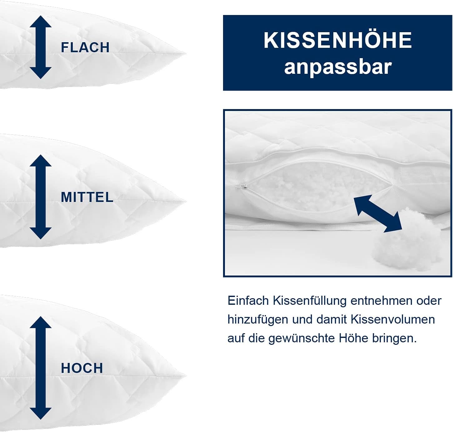 Almohada Irisette Noblesse - Made in Germany - Almohada con funda extraíble de puro algodón, 80 X 80 cm, certificado Oeko-Tex Almohadas estándar Naty Shop
