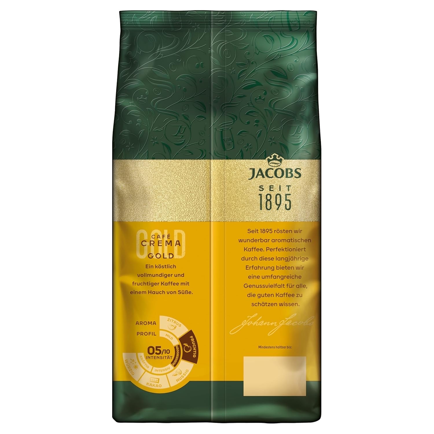 Jacobs Café Crema Gold Granos De Café 1Kg - Vollmundig, Aromatisch, Fruchtige Notes, Arábica Y Robusta, Intensidad 5/10, Ideal Para Café Crema Naty Shop