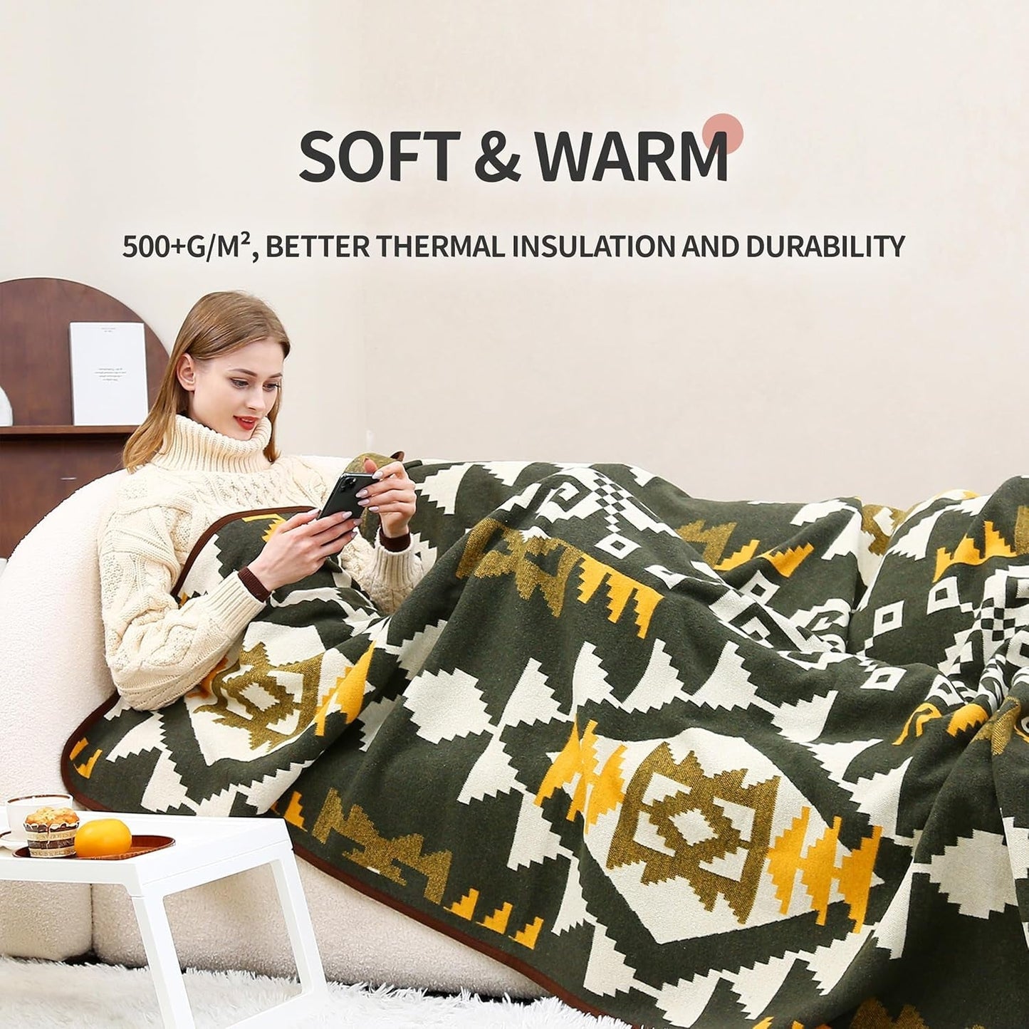 ACUSHLA 200.7X160 Cm, 1.7 Kg, manta, manta de lana, manta de viaje cálida, manta de punto, decorativa, mantas para sofá, silla, sofá, cama, salón, camping, apta para todas las estaciones Ww203 Camas y mantas Besuche den ACUSHLA-Store