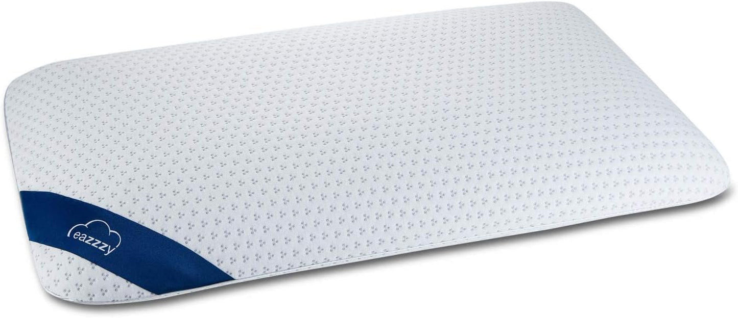 Genius Eazzzy Almohada de espuma 40 x 80 cm de altura 10 cm - Almohada de soporte para el cuello de 2 durezas + espuma de gel refrescante - Almohada para dormir de lado, boca arriba y boca abajo contra el dolor de cuello Poliéster Naty Shop Almohadas estándar Título predeterminado