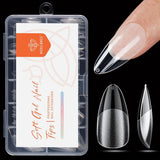 Modelones Puntas de Uñas 216 Piezas - Juego de Puntas de Uñas de Cobertura Completa, Juego de Puntas de Gel Suave, Puntas de Uñas de Resina PMMA Prepulido, Pegamento DIY en Uñas Artificiales, Almendras Cortas XS