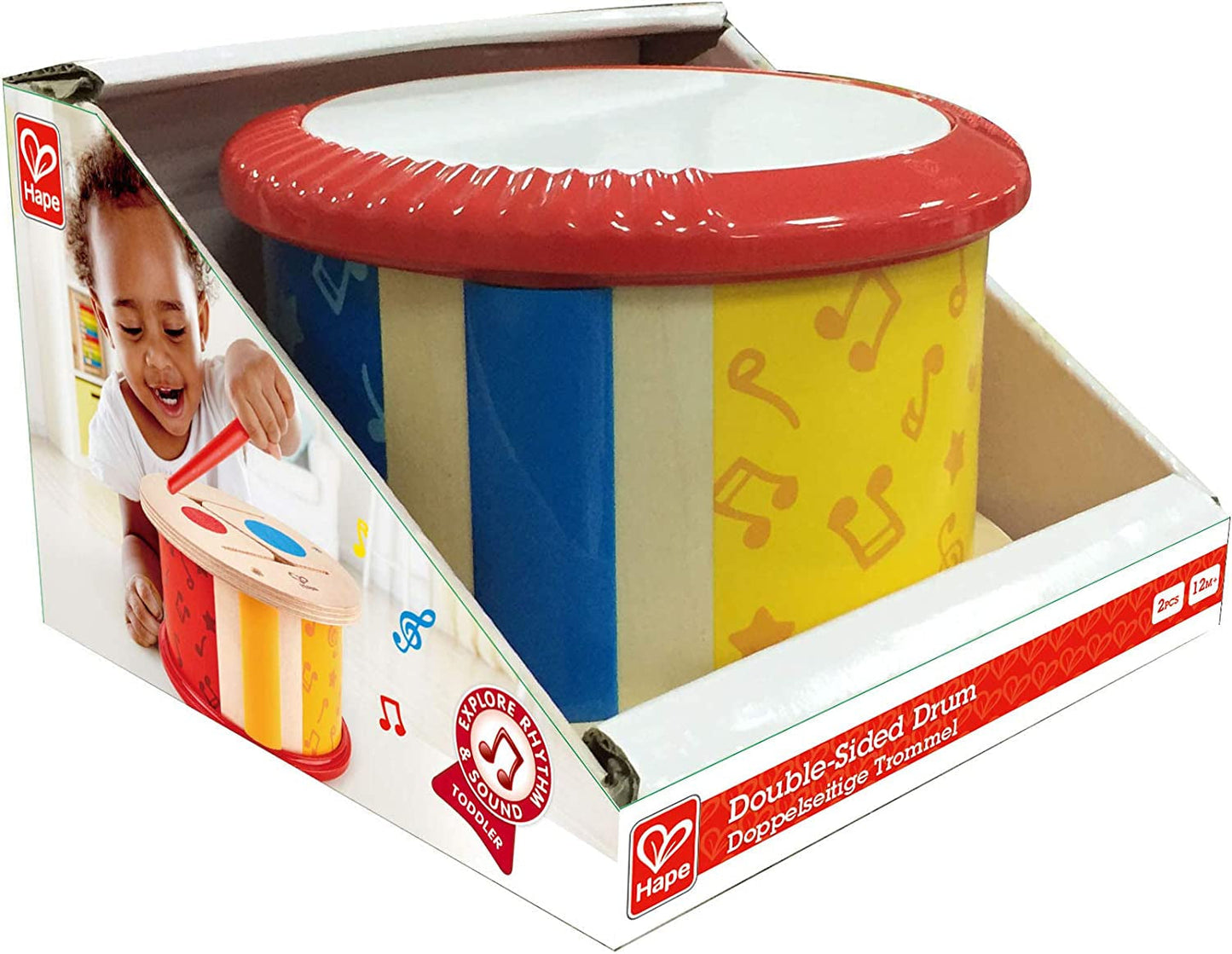 Tambor de madera de doble cara Hape | juguete musical para niños pequeños Jucarii Bebe Naty Shop