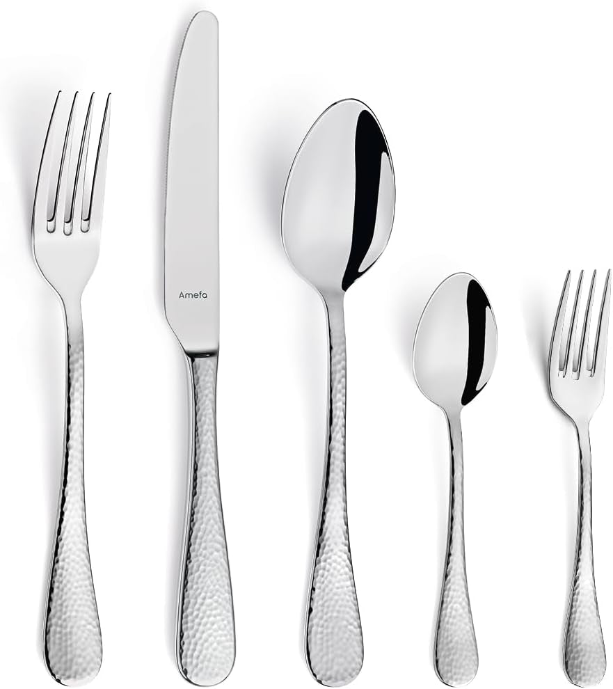 Juego de cubiertos Amefa Sierra 6 personas | Cocina de acero inoxidable 18/10 de 24 piezas Naty Shop 30 piezas / 6 personas