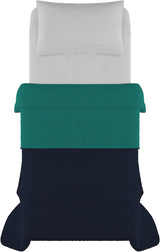 Ropa de cama italiana Estivo cama individual, lino, Aqua, 170 X 270 cm Edredones y colchas Naty Shop
