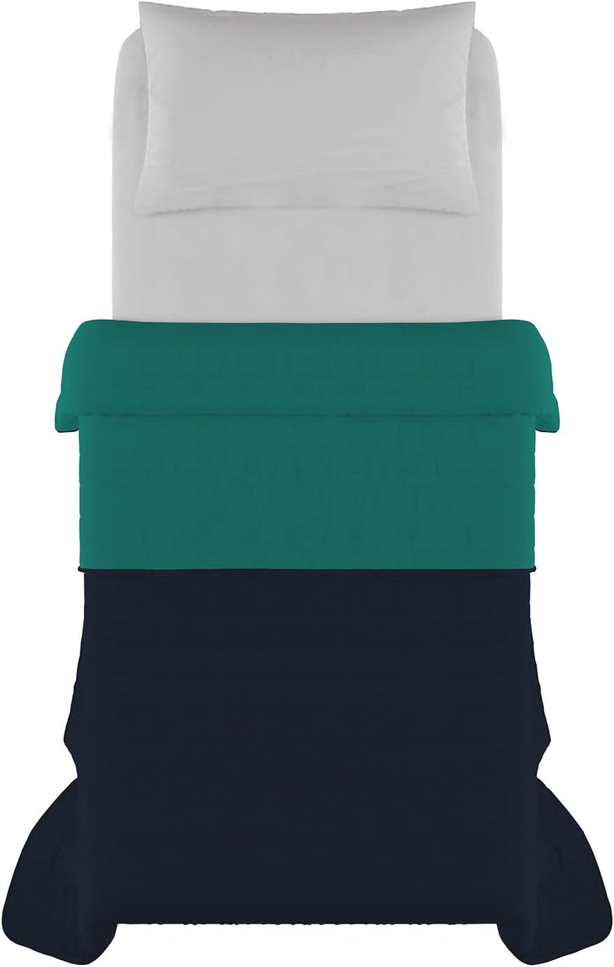 Ropa de cama italiana Estivo cama individual, lino, Aqua, 170 X 270 cm Edredones y colchas Naty Shop