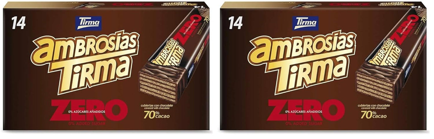 Gofres con chocolate negro Tirma 70% cacao | Sin azúcar añadido | Apto para dietas cetogénicas | Bajo en carbohidratos | Para diabéticos Paquete múltiple de obleas de chocolate | 3 piezas | 64,5 gramos