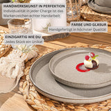 SÄNGER El Cairo Arcilla | Juego de Vajilla de 24 Piezas, Juego de Vajilla de Gres para 6, 6 Platos, 6 Platos de Postre, 6 Tazones para Pasta, 6 Tazones para Servir, Juego de Vajilla Gris | LA COLECCIÓN DE VALOR
