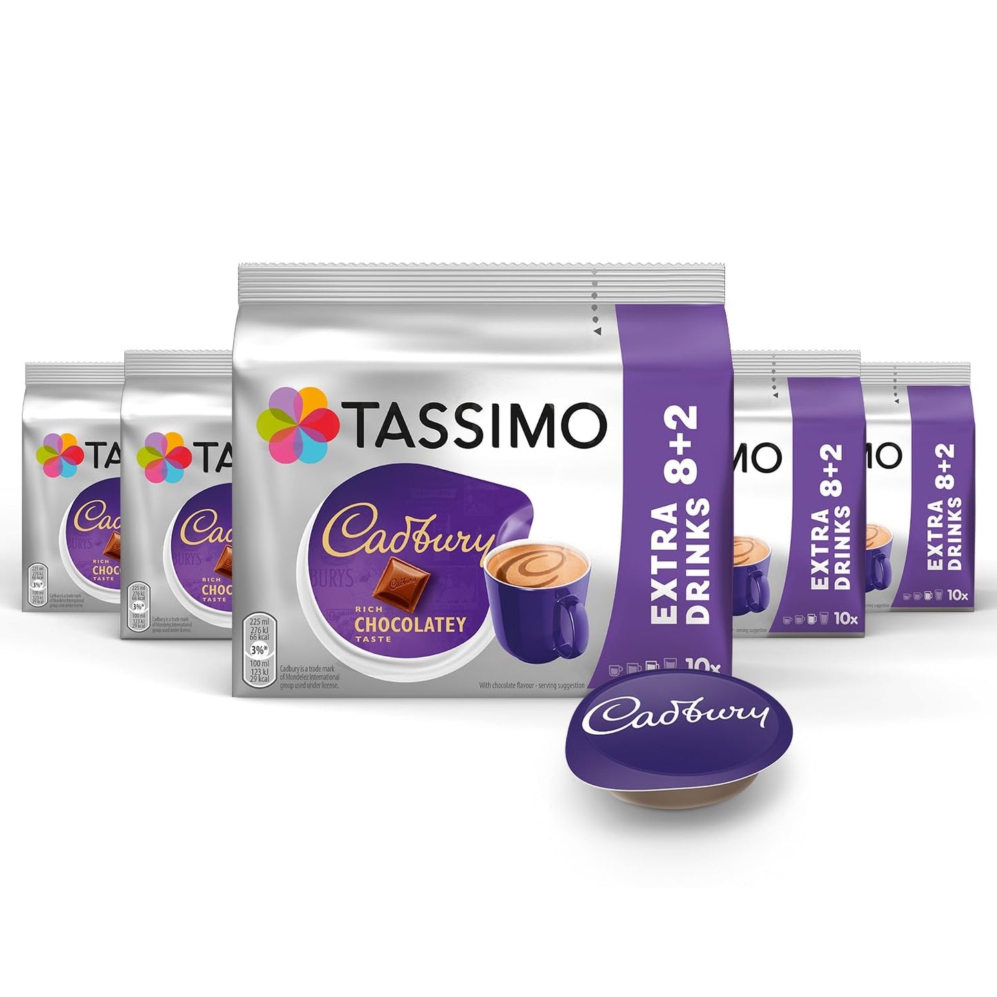 Tassimo Kapseln Cadbury Kakao, 5 x 10 almohadillas, 50 Kakaokapseln