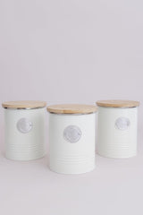 Colección LIVING, azucarero con tapa | pastel crema | caja de almacenamiento 1 L cocina para azúcar | azucarero de acero con tapa | Tarros herméticos de bambú con tapa Naty Shop Cajas de almacenamiento de alimentos
